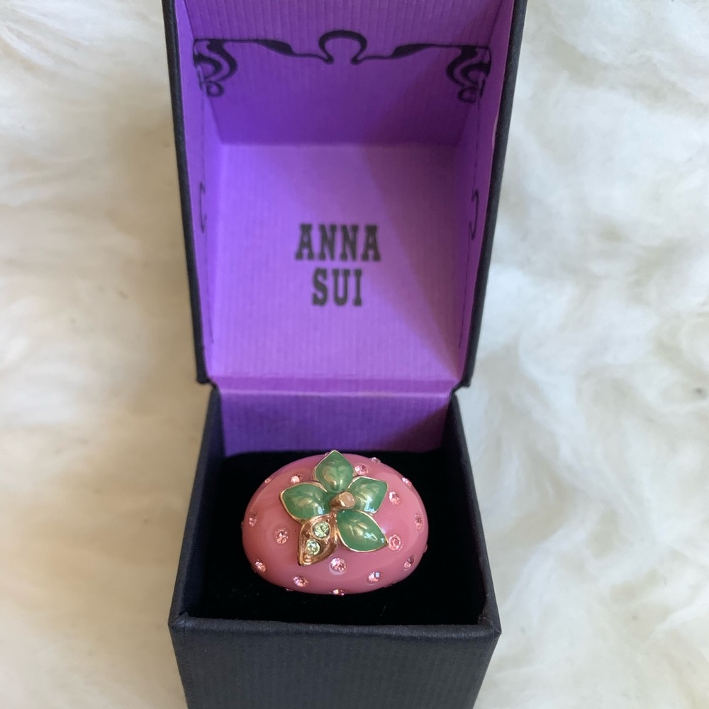Anna Sui Strawberry Rhinestone Ring